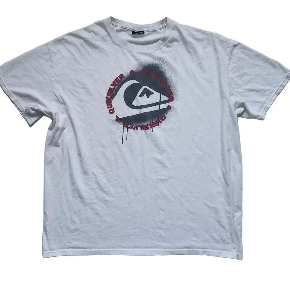 Quiksilver Spray Paint Graphic T-Shirt White Size L